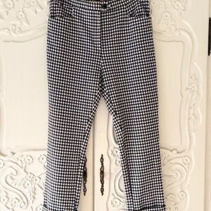 NWT Anthropologie Essential cropped Flare GinghamBlack and White Checkered Pants